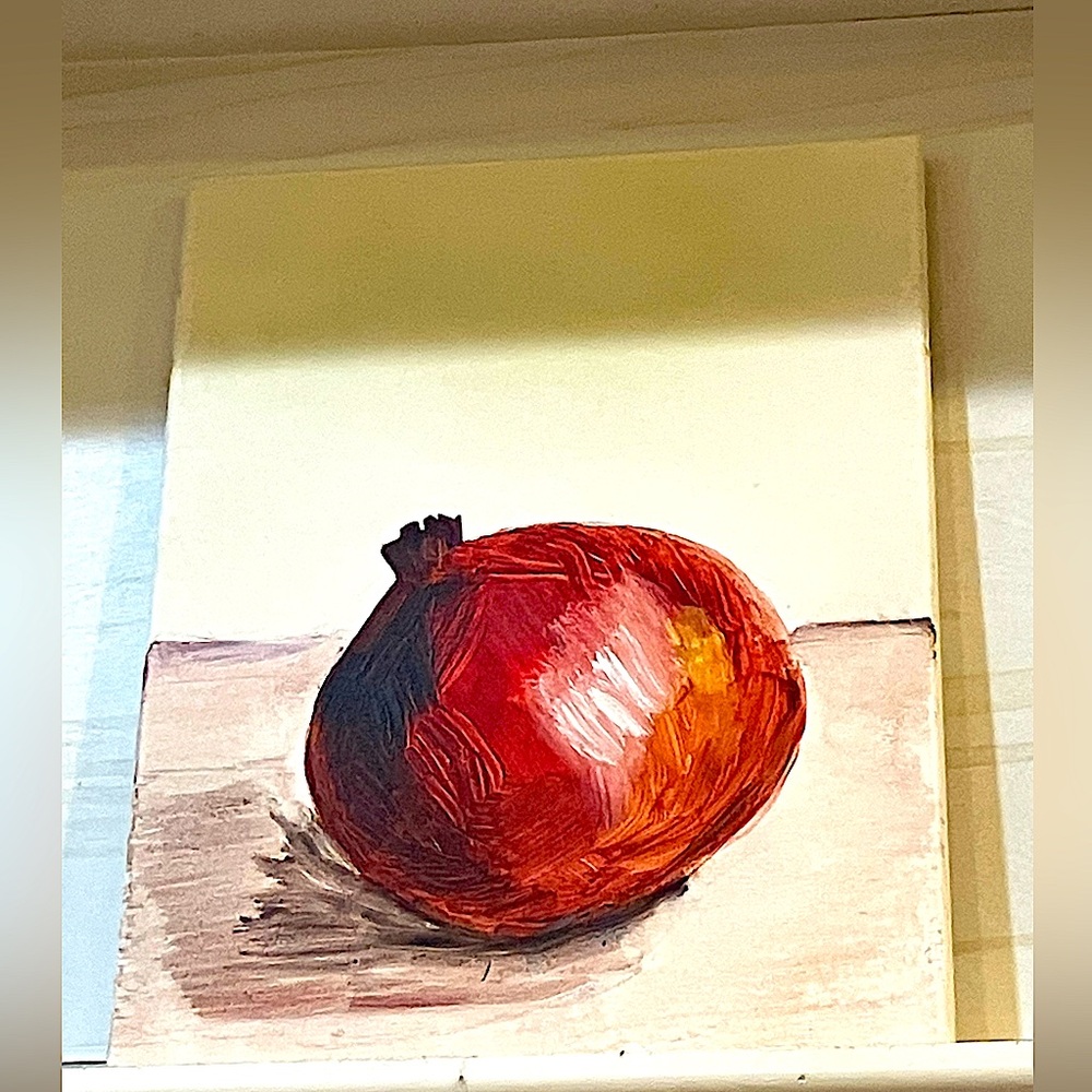 Vibrant Red Pomegranate Original Canvas Art - handmade, new